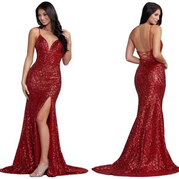 sachin and babi light blue dress Red Homecoming Dresses